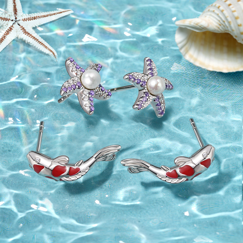 ต่างหูปลาคาร์ฟสีแดง image number 2