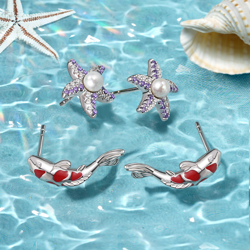 ต่างหูปลาคาร์ฟสีแดง image number 2