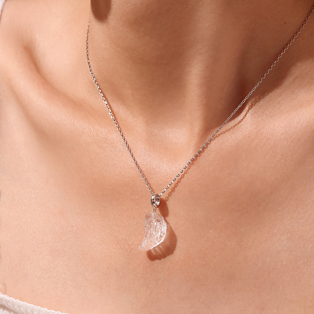 จี้ปีกคริสตัลใสธรรมชาติ image number 4