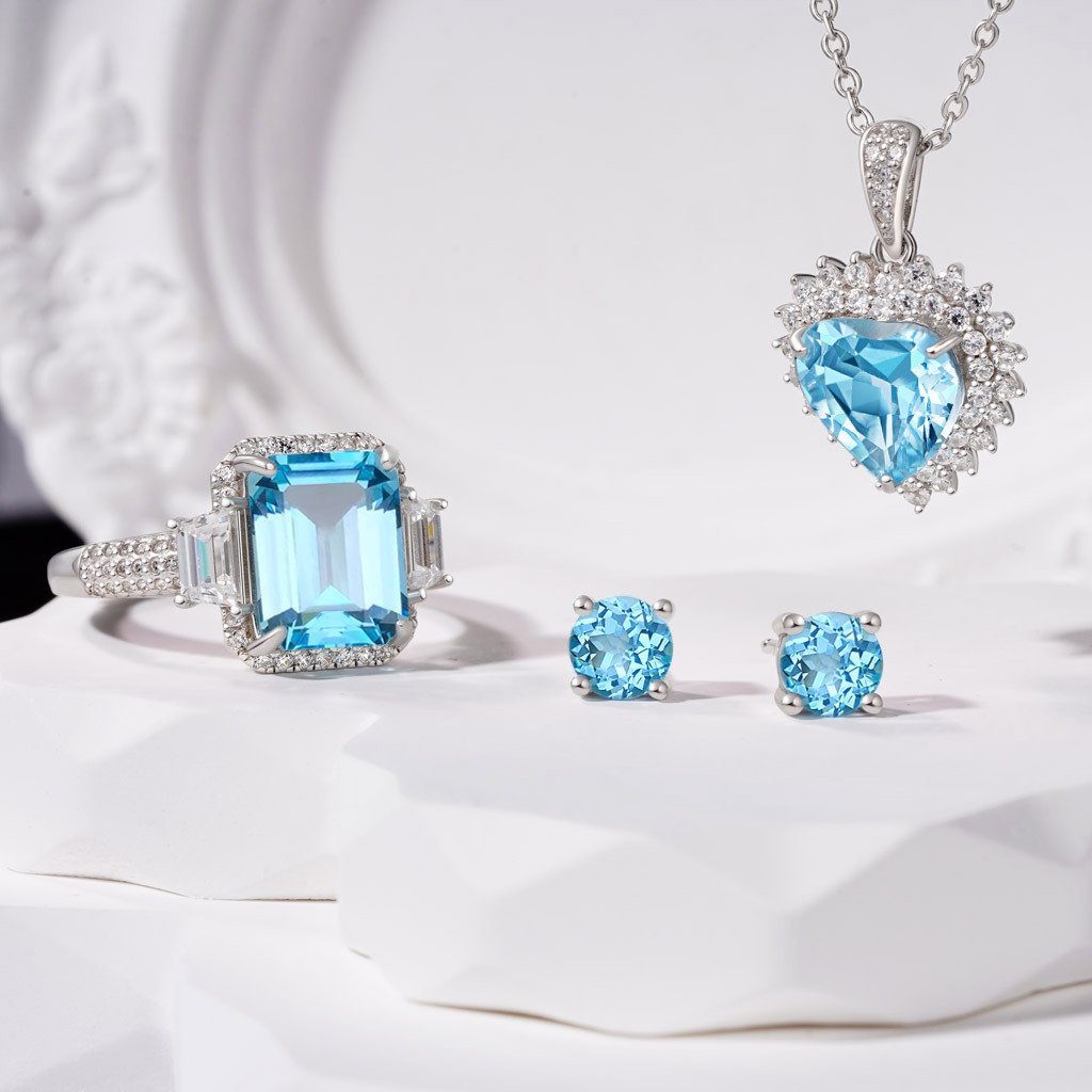 ต่างหูพลอยบลูโทแพซ image number 2