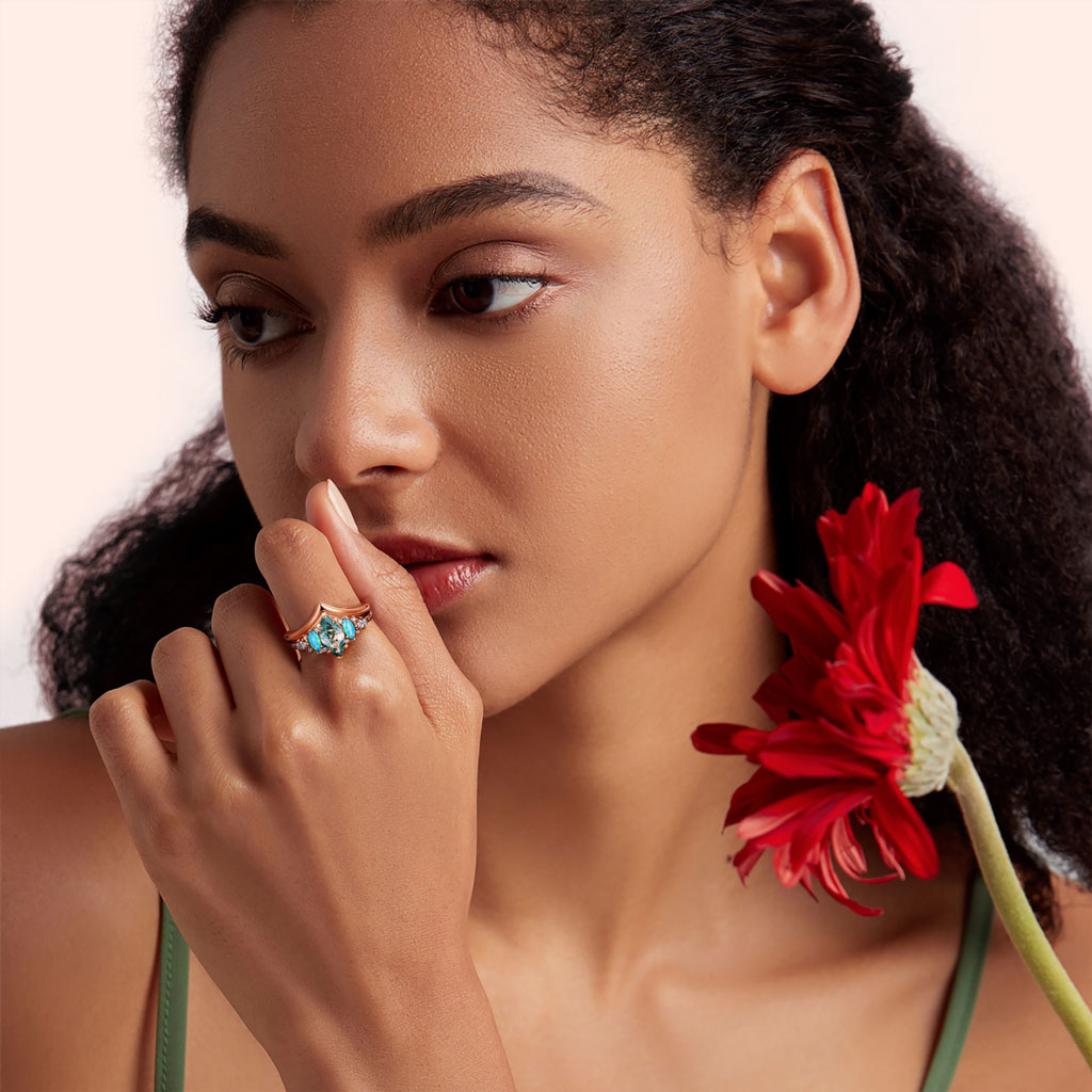 แหวนหยกสีเขียวแบบซ้อนได้ image number 2