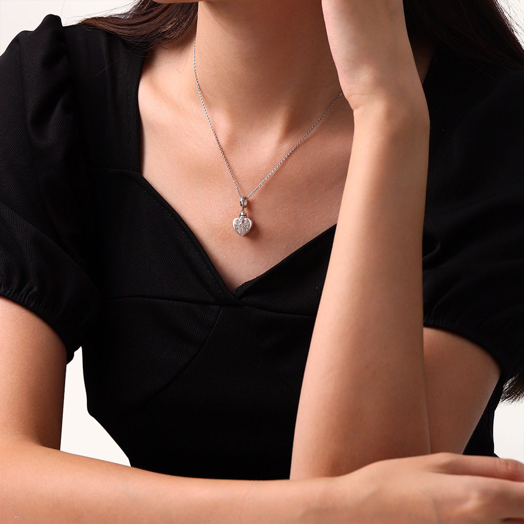 จี้รูปหัวใจบรรจุเถ้ากระดูกรูปทูตสวรรค์ image number 5