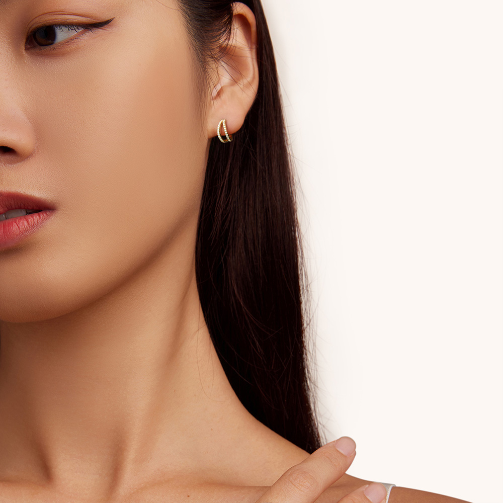 ต่างหูห่วงคู่เซอร์โคเนีย image number 5