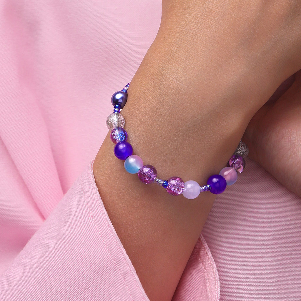 สร้อยข้อมือลูกปัดกาแล็กซี่สีน้ำเงิน image number 5