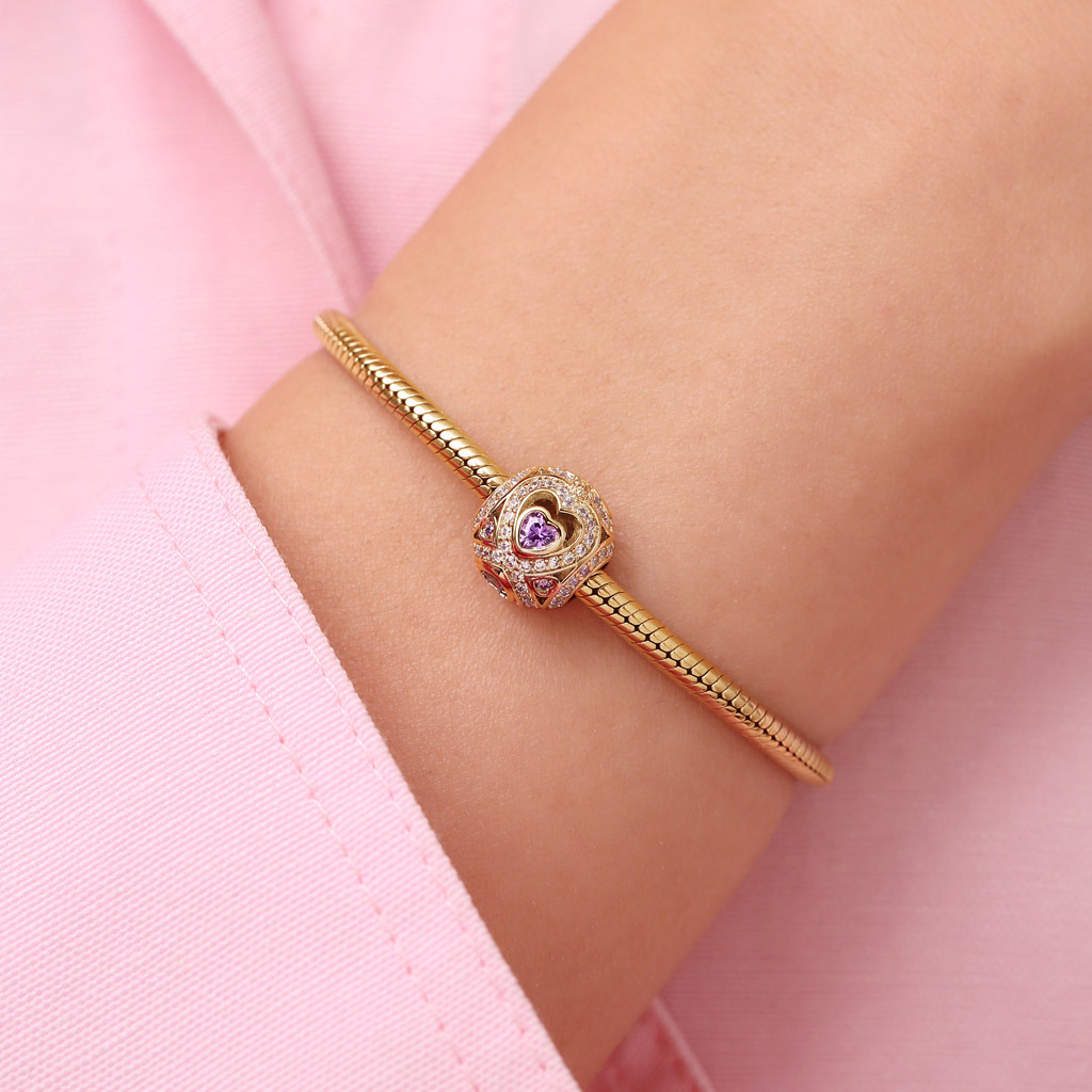 จี้รูปทรงกลมความรักไม่สิ้นสุดชุบทอง 18k image number 4