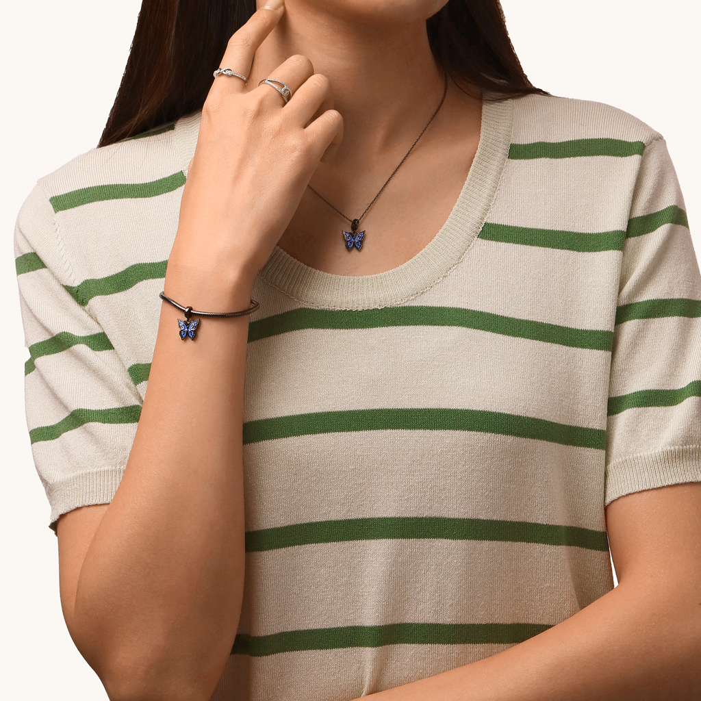 จี้ผีเสื้อวัลพูร์กาสีน้ำเงิน image number 3