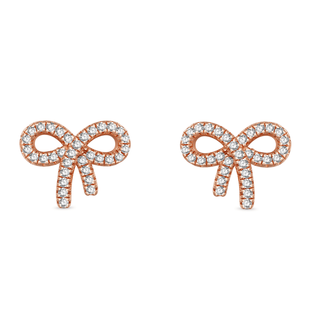 ต่างหูพลอยประจำเดือนเกิดรูปโบว์เพชร image number 0