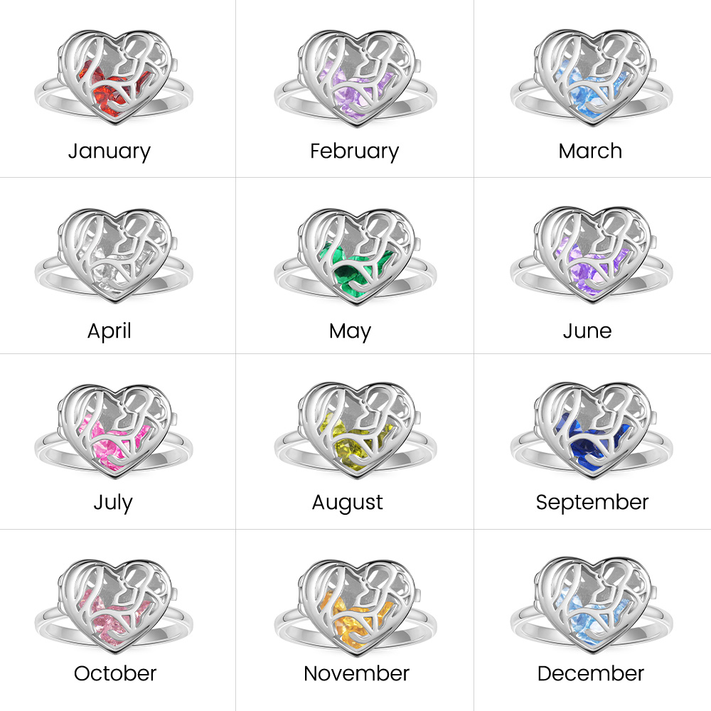 แหวนหัวใจกลวงเปิดได้พร้อมเพชร image number 6