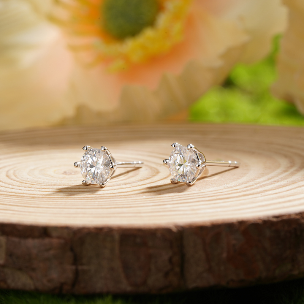 ต่างหู Moissanite แบบกลม VVS ทรงหยดน้ำ image number 3