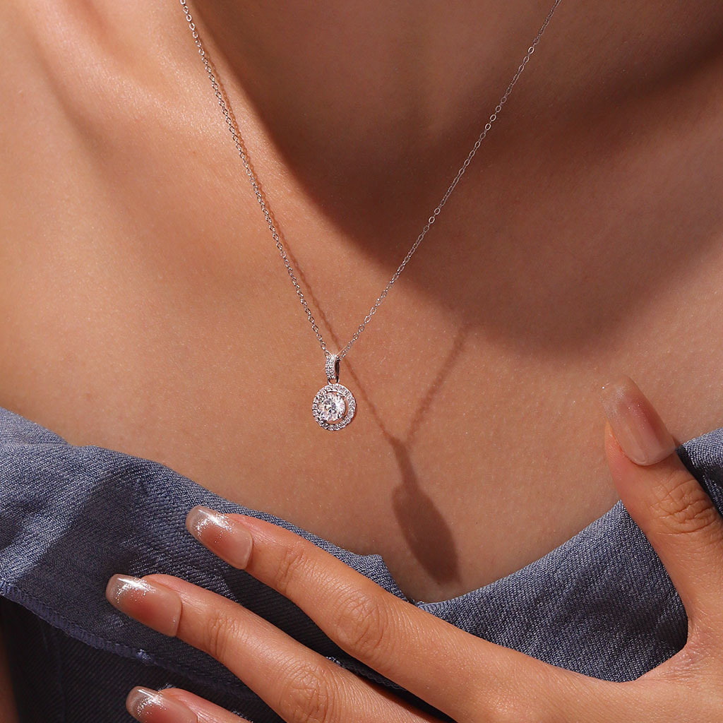 สร้อยคอ Moissanite แบบกลม VVS ทรงหยดน้ำ image number 5