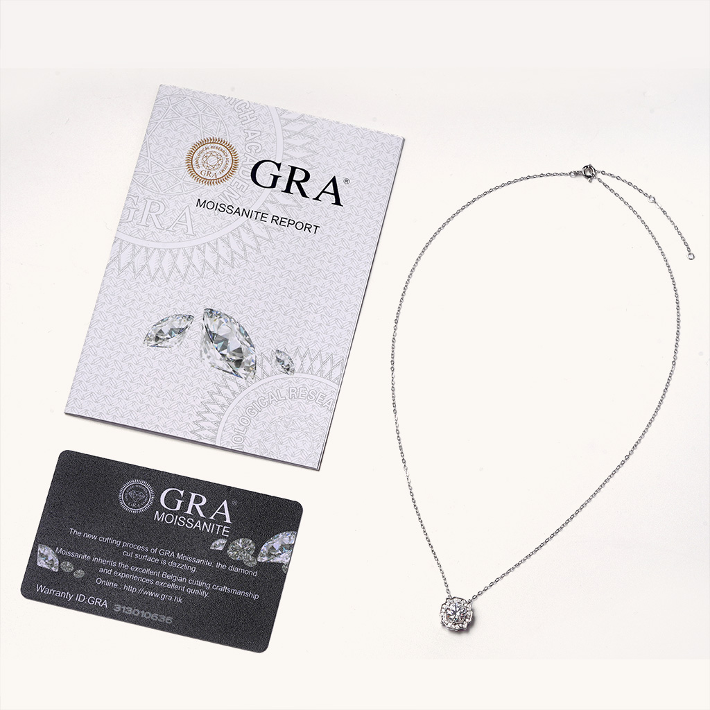 สร้อยคอ Moissanite แบบกลม VVS ทรงหยดน้ำ image number 2