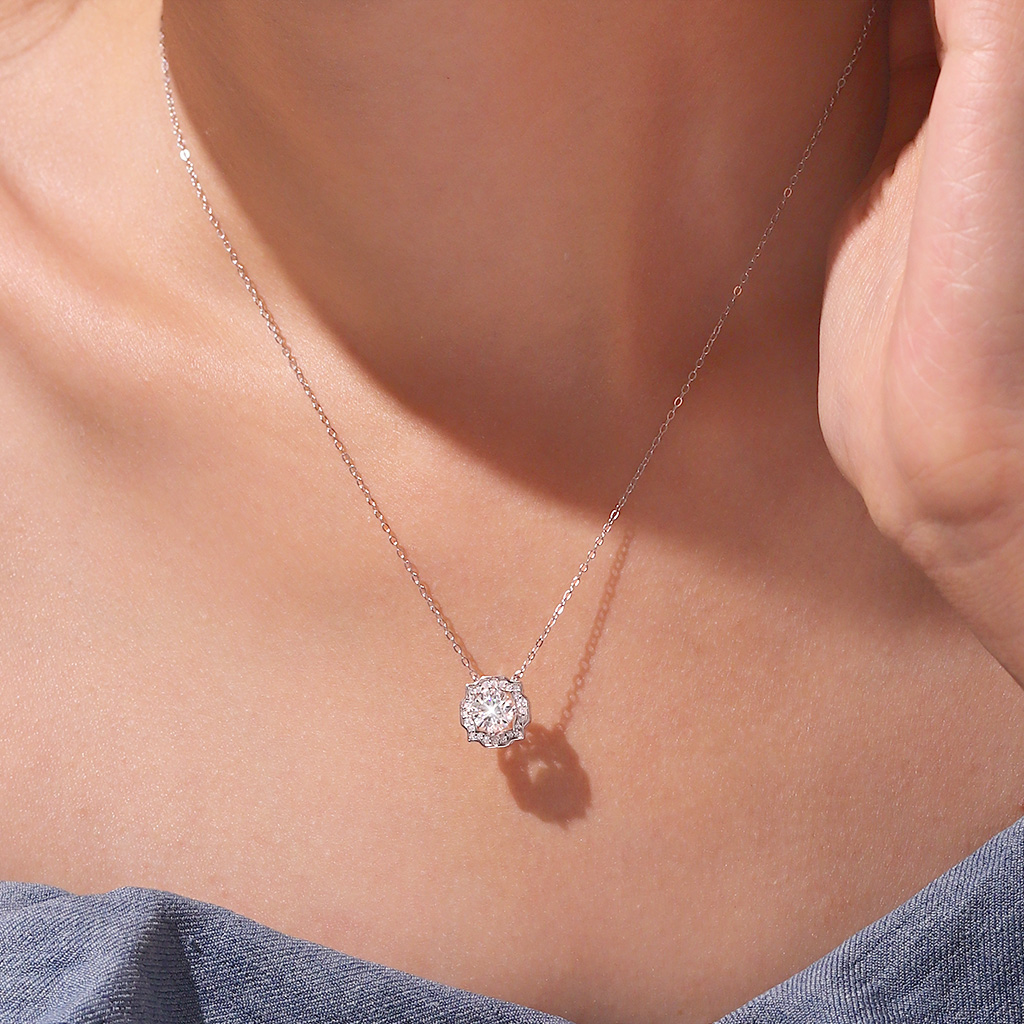สร้อยคอ Moissanite แบบกลม VVS ทรงหยดน้ำ image number 5
