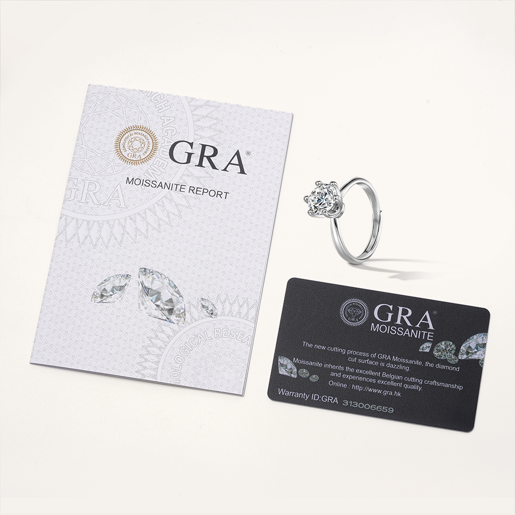 แหวนหมั้น Moissanite แบบฮาโล 2 กะรัตสุดคลาสสิก image number 2