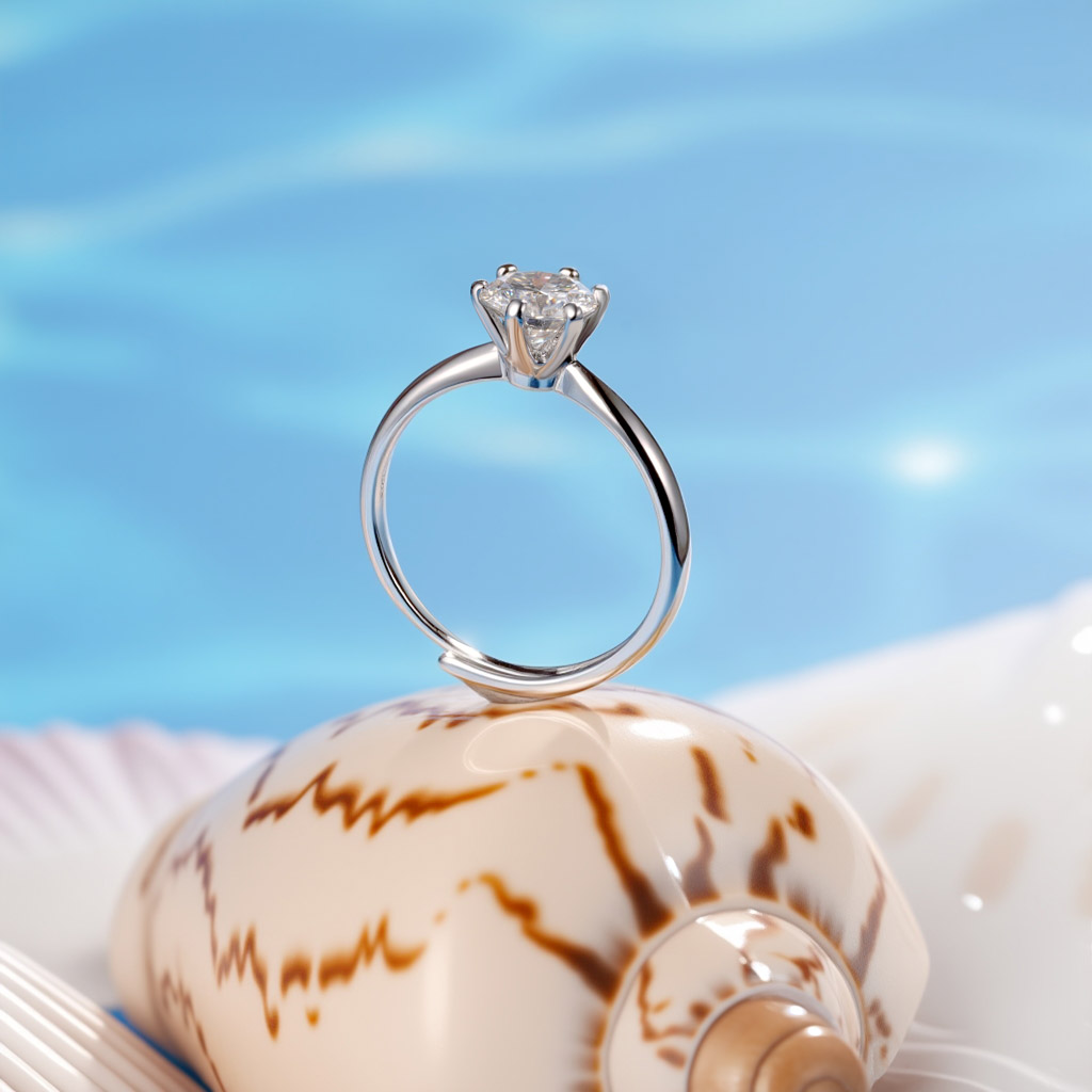 แหวน Moissanite แบบฮาโล 0.5 กะรัตสุดคลาสสิก image number 2