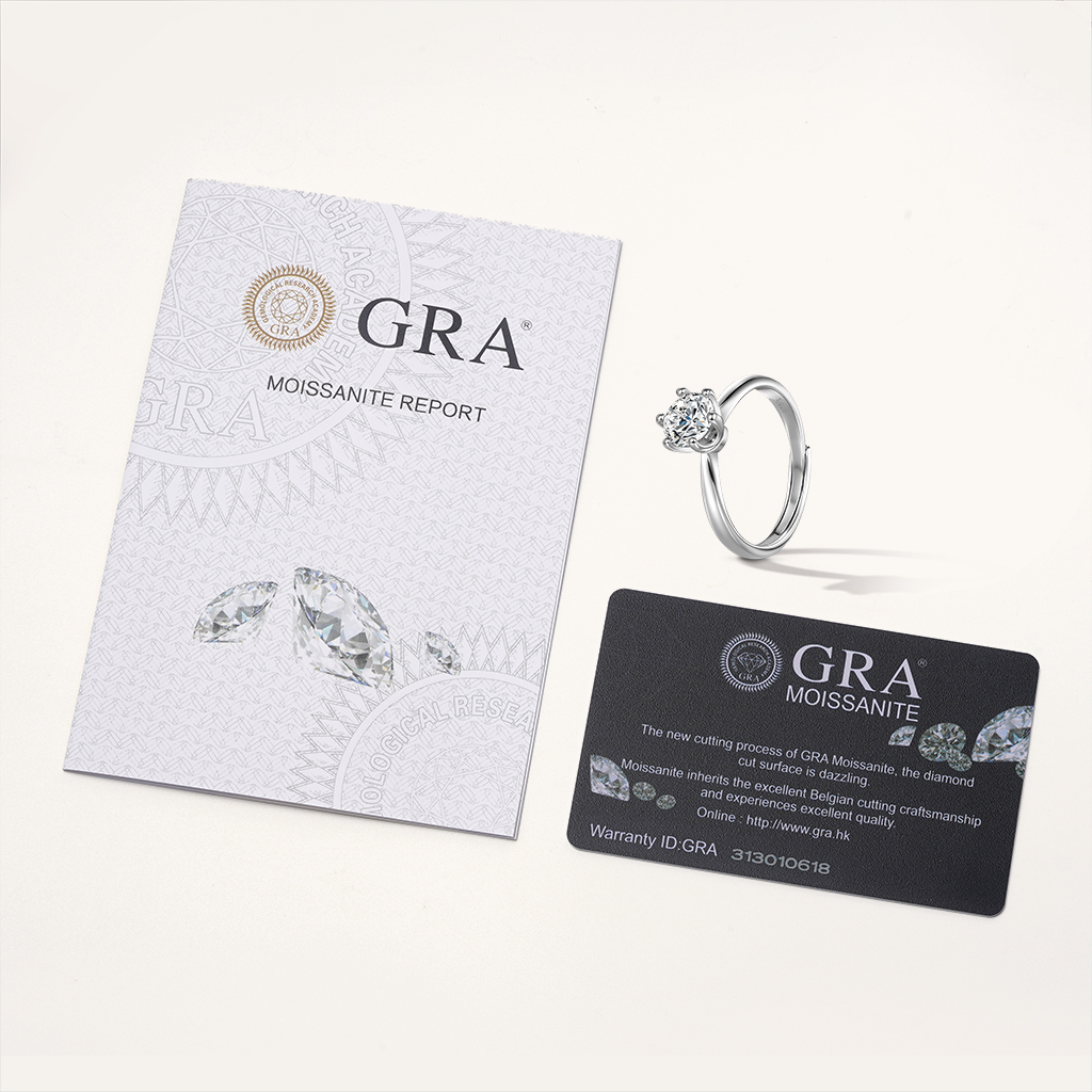 แหวน Moissanite แบบฮาโล 0.5 กะรัตสุดคลาสสิก image number 3