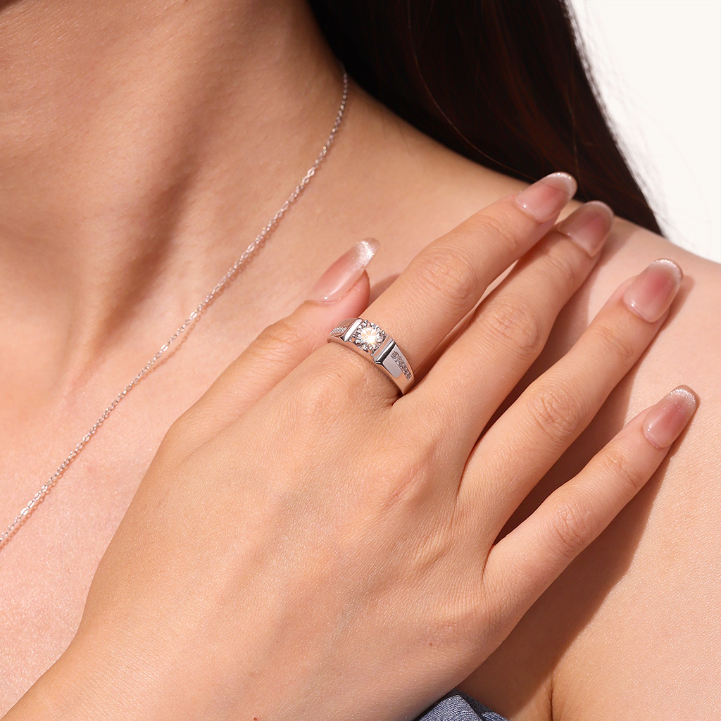 แหวนแต่งงาน Moissanite 1 กะรัตสุดหรูสำหรับผู้ชาย image number 3