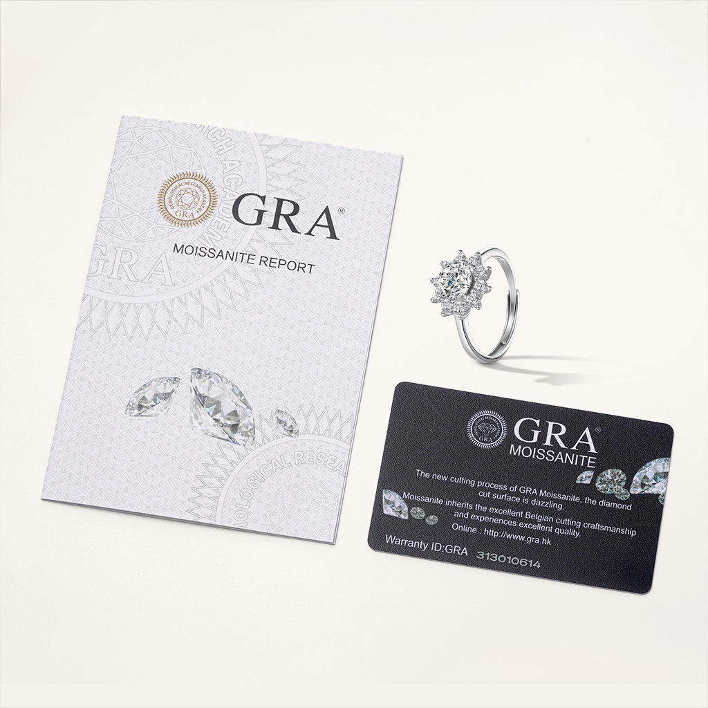 แหวน Moissanite Snowflake 1 กะรัตสี D image number 2