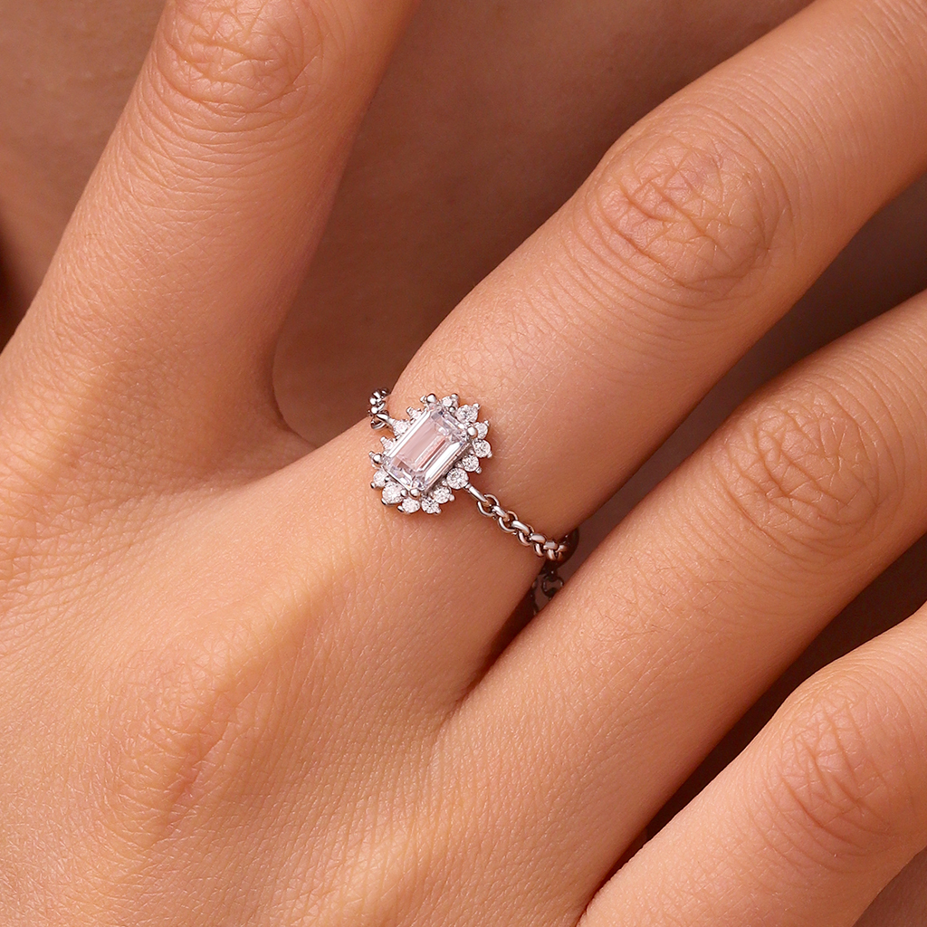 แหวนโซ่เพชรทรงสี่เหลี่ยม image number 5