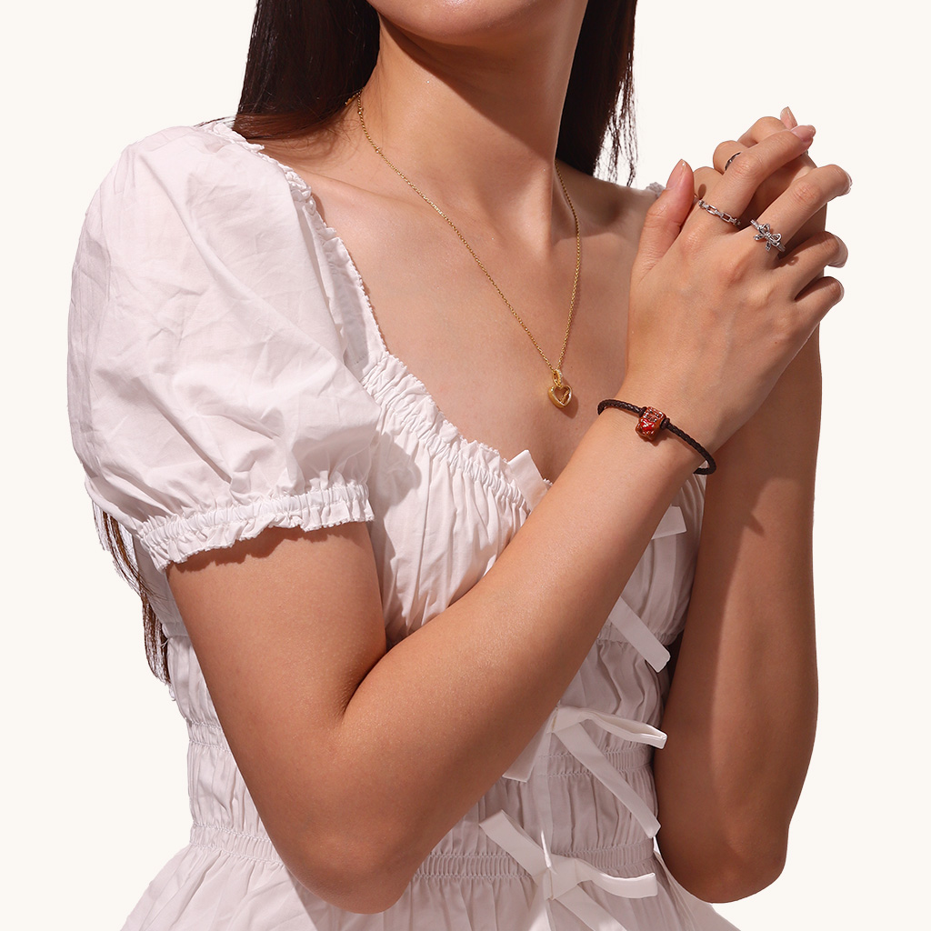 สร้อยข้อมือสแนปพื้นฐานสีน้ำตาล image number 3