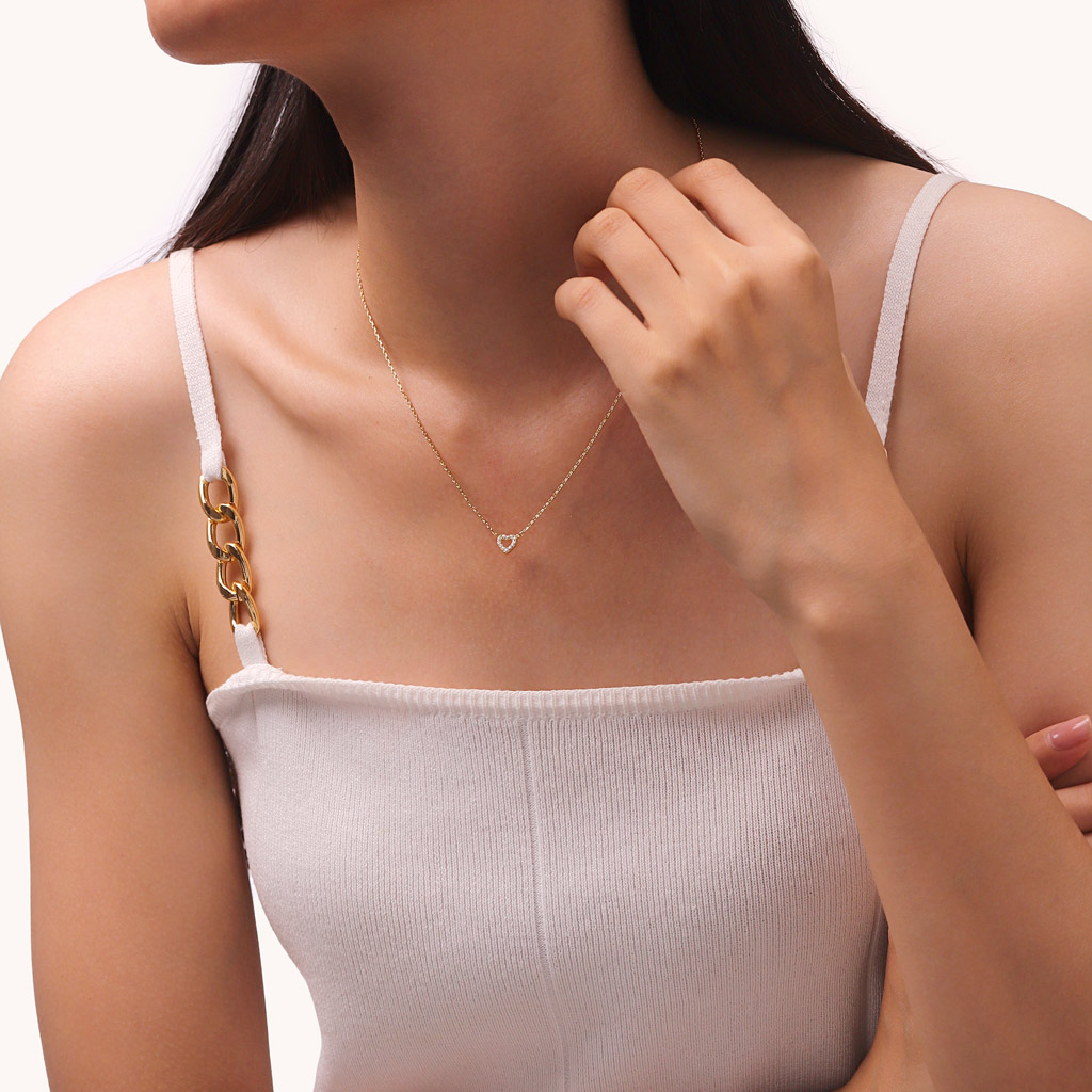 สร้อยคอรูปหัวใจแห่งความรักทองคำแท้ 14K/10K image number 2