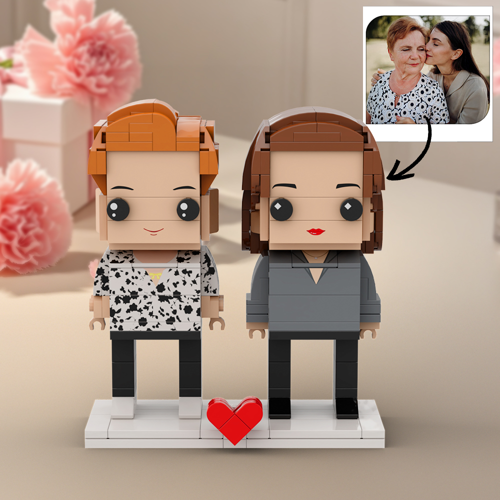 Figuras De Ladrillo Personalizadas De Cuerpo Completo De Madre E Hija Para 2 Personas