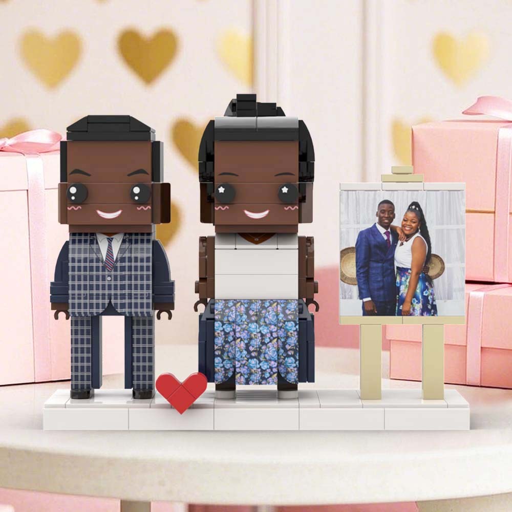 Marco De Fotos De Cuerpo Completo Personalizable Para Dos Personas, Regalos Para Parejas, Figuras De Ladrillo Personalizadas - 
