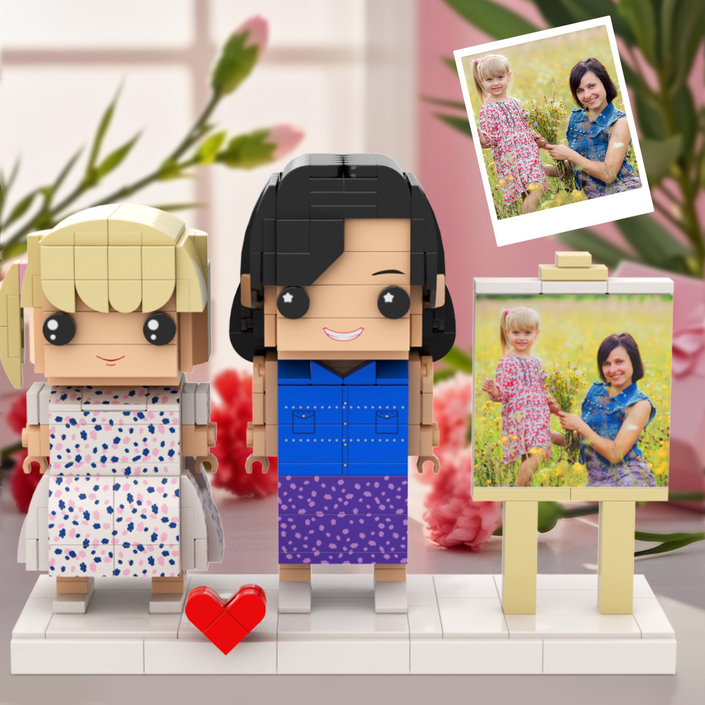 Figuras De Ladrillo Personalizadas Para Mamá Recuerdo Personalizado Del Día De La Madre Para 2 Personas De Cuerpo Completo - 