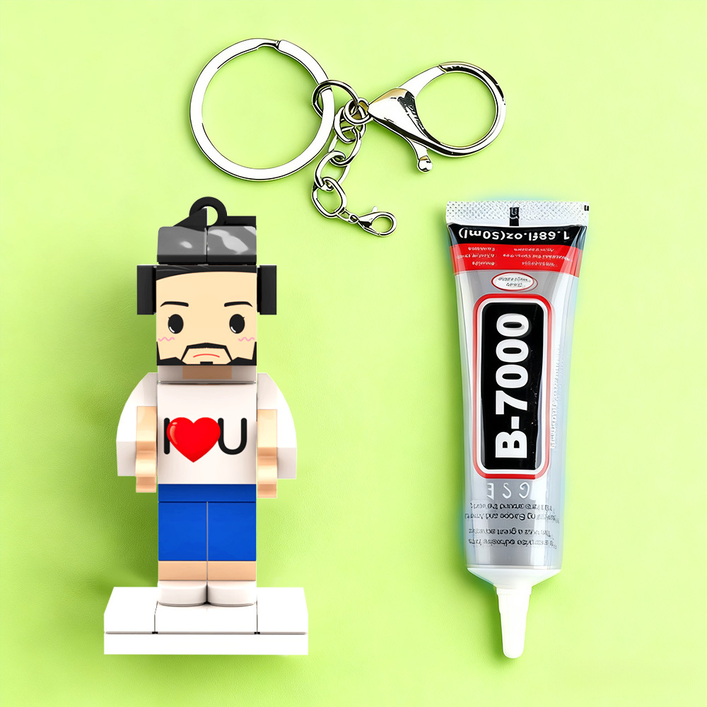 Figura De Ladrillo Con Cabeza Personalizada 'te Amo', Minifiguras De Ladrillo Personalizadas, Llavero De Bloque De Partículas Pequeñas - 