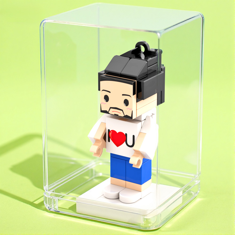 Figura De Ladrillo Con Cabeza Personalizada 'te Amo', Minifiguras De Ladrillo Personalizadas, Llavero De Bloque De Partículas Pequeñas - 