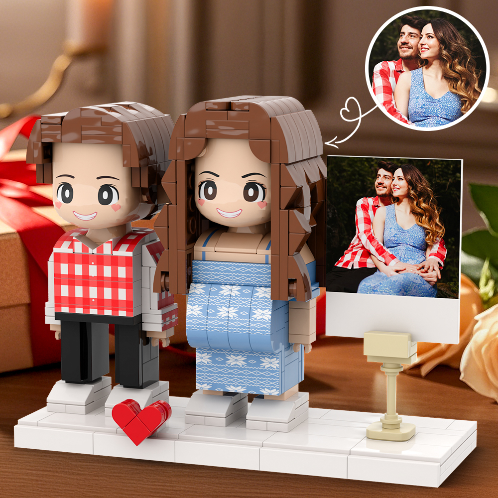 Figuras De Ladrillos Duddu Personalizadas Para Pareja, Regalo De Embarazo, Juguete De Plástico Universal Entrelazable Con Foto, Regalo De Aniversario. - 