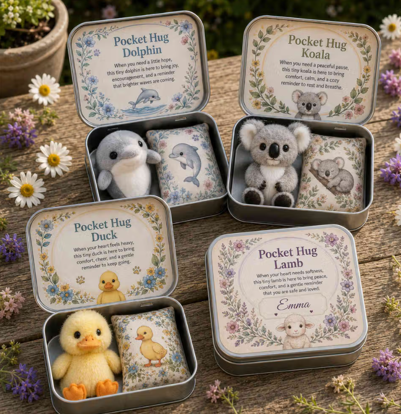 Mini Caja De Regalo Personalizada De Bolsillo Con Nombre, Lata De Recuerdo Cómoda Con Lindo Animal De Peluche, Regalo Sincero Para Familiares Y Amigos - 