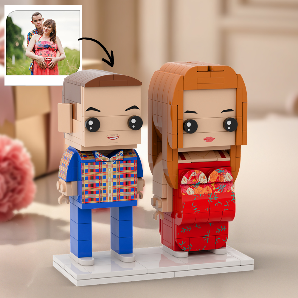 Figuras De Ladrillo Personalizadas De Cuerpo Completo Para 2 Personas, Regalos De Embarazo
