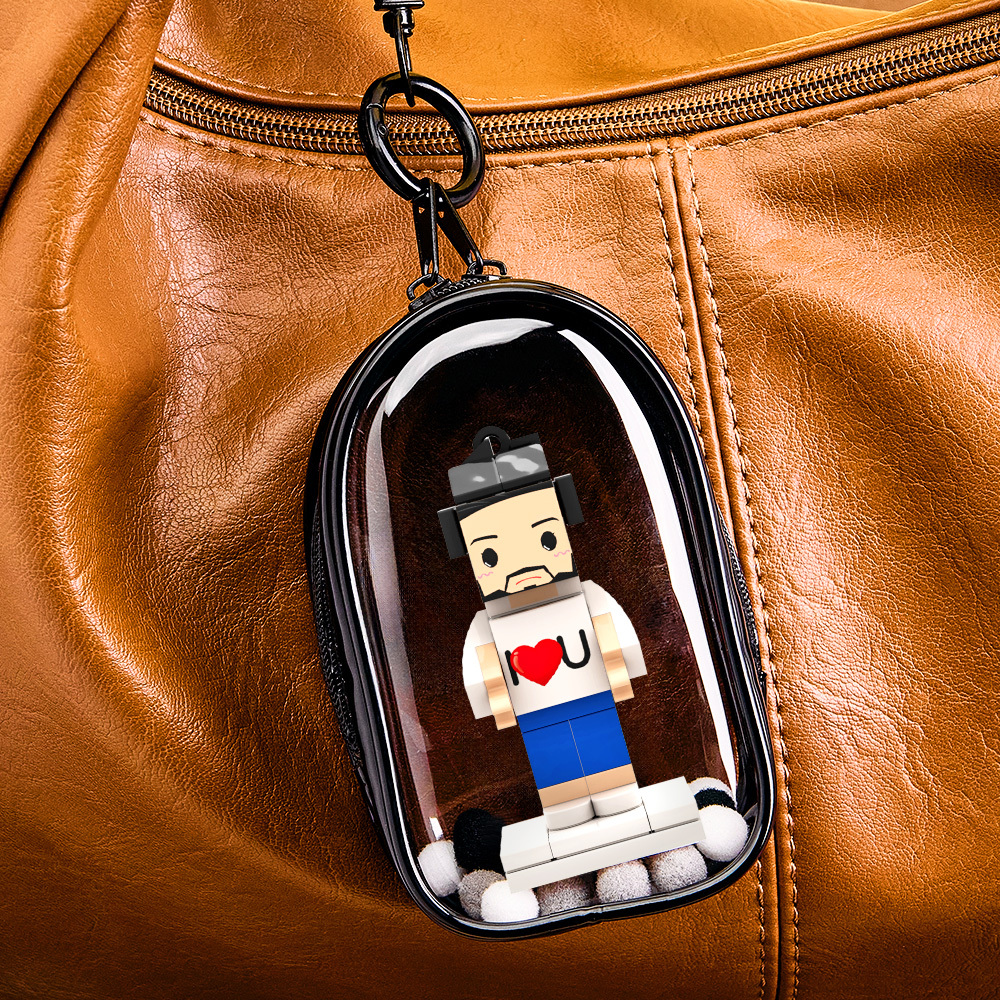 Figura De Ladrillo Con Cabeza Personalizada 'te Amo', Minifiguras De Ladrillo Personalizadas, Llavero De Bloque De Partículas Pequeñas - 