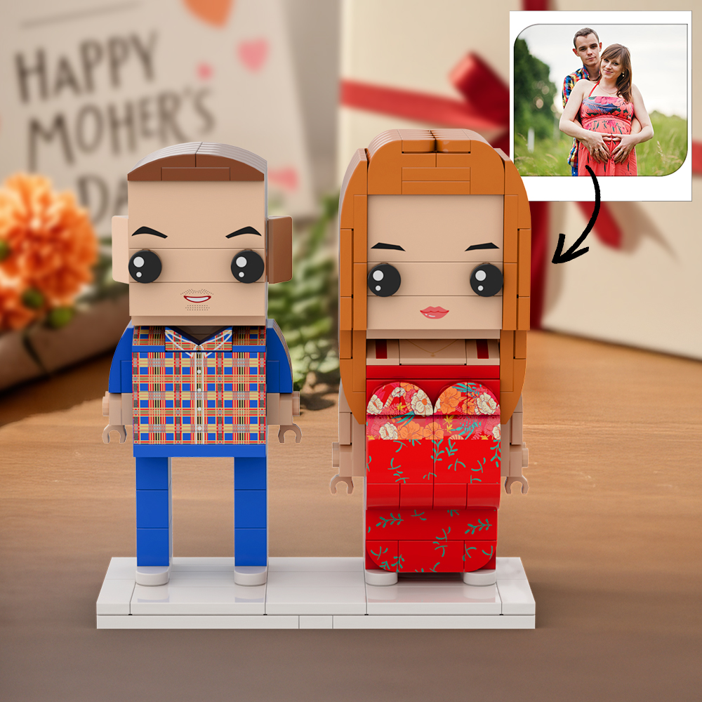 Figuras De Ladrillo Personalizadas De Cuerpo Completo Para 2 Personas, Regalos De Embarazo