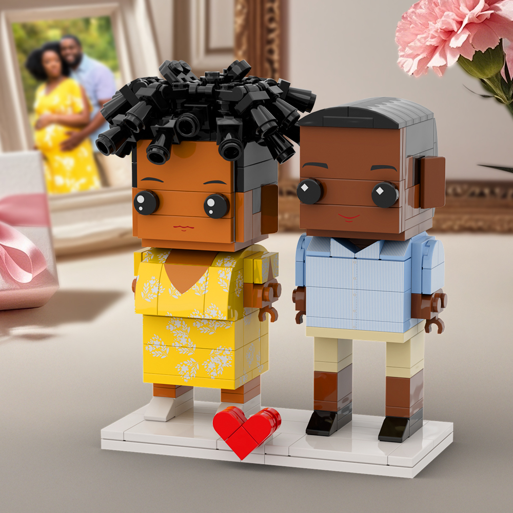 Figuras De Ladrillo Personalizadas De Cuerpo Completo Para Regalos De Embarazo, Personalizables Para 2 Personas - 