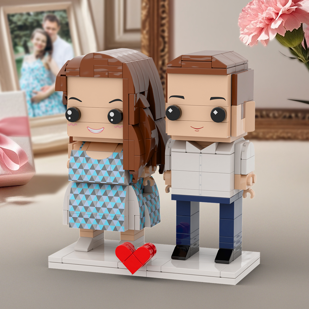 Figuras De Ladrillo Personalizadas De Cuerpo Completo Para 2 Personas, Regalos De Embarazo - 
