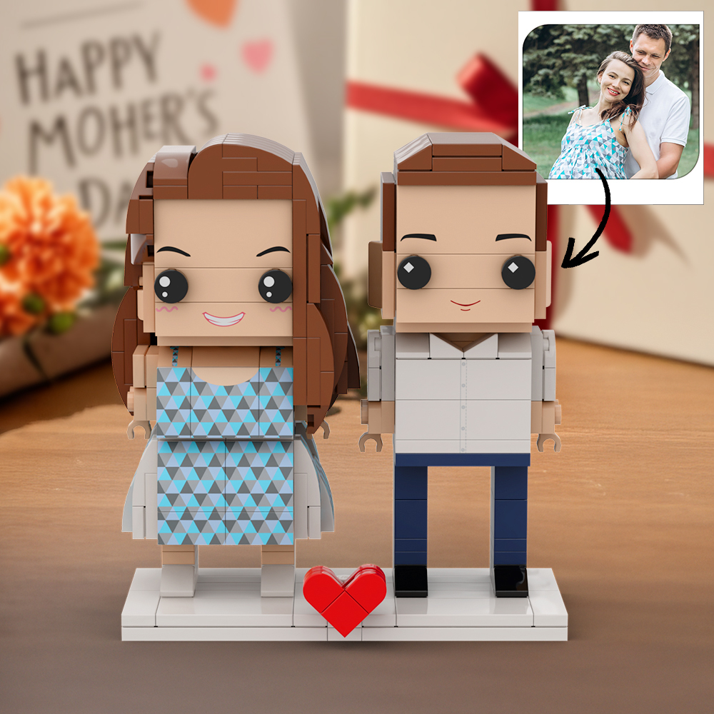 Figuras De Ladrillo Personalizadas De Cuerpo Completo Para 2 Personas, Regalos De Embarazo - 