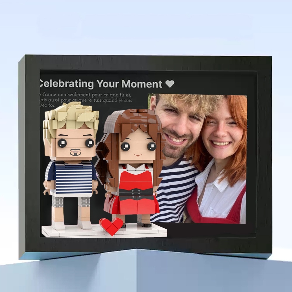 Marco De Fotos Con Figuras De Ladrillos Personalizadas De Cuerpo Completo Para 2 Personas - 