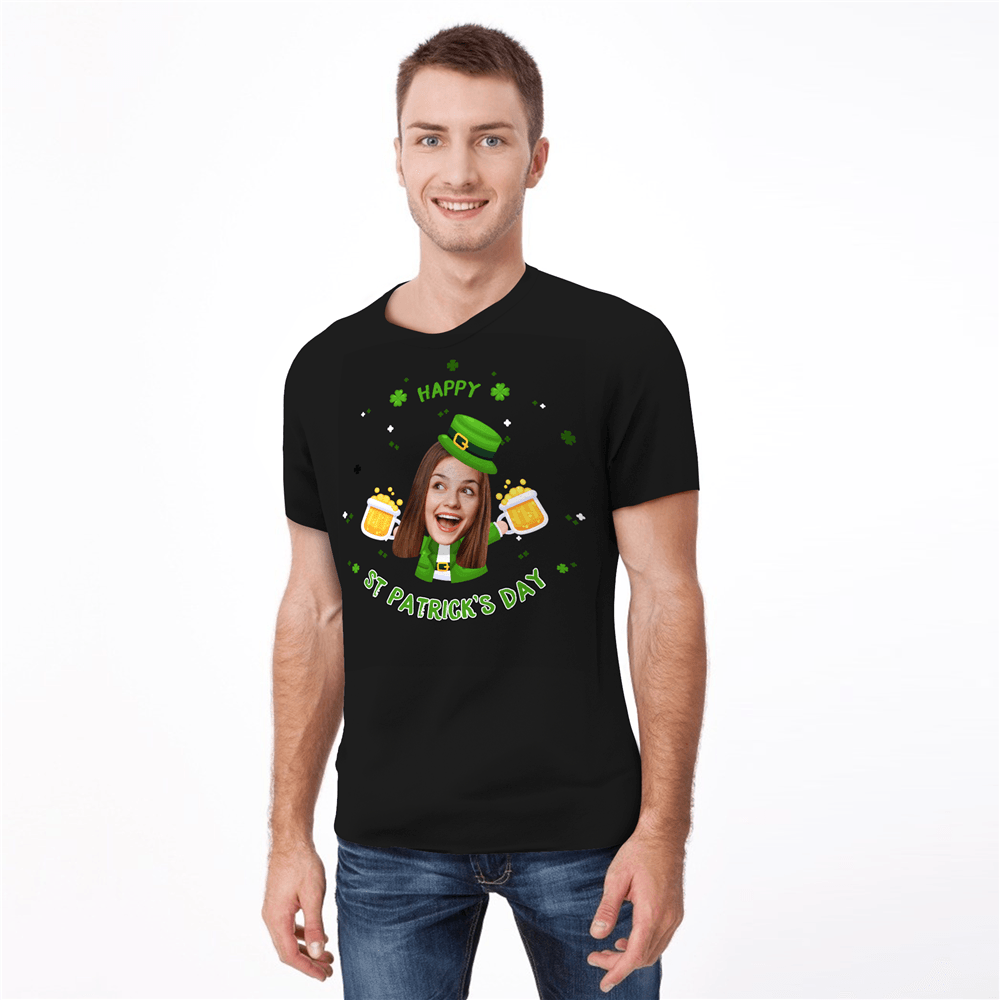 Camiseta Personalizada Con Mi Cara. Feliz Día De San Patricio. Camiseta Para Hombre. - 
