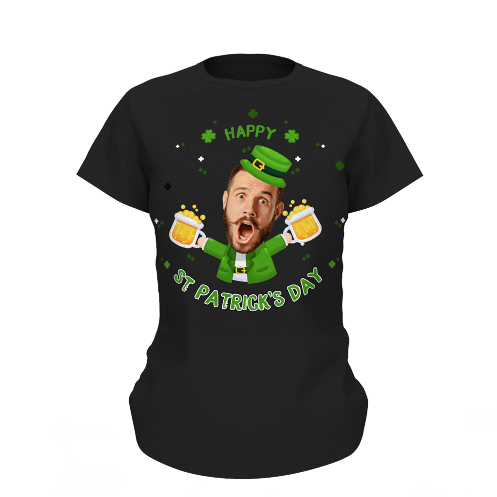 Camiseta Personalizada My Face Happy St. Patrick's Day Mujer Tee - 