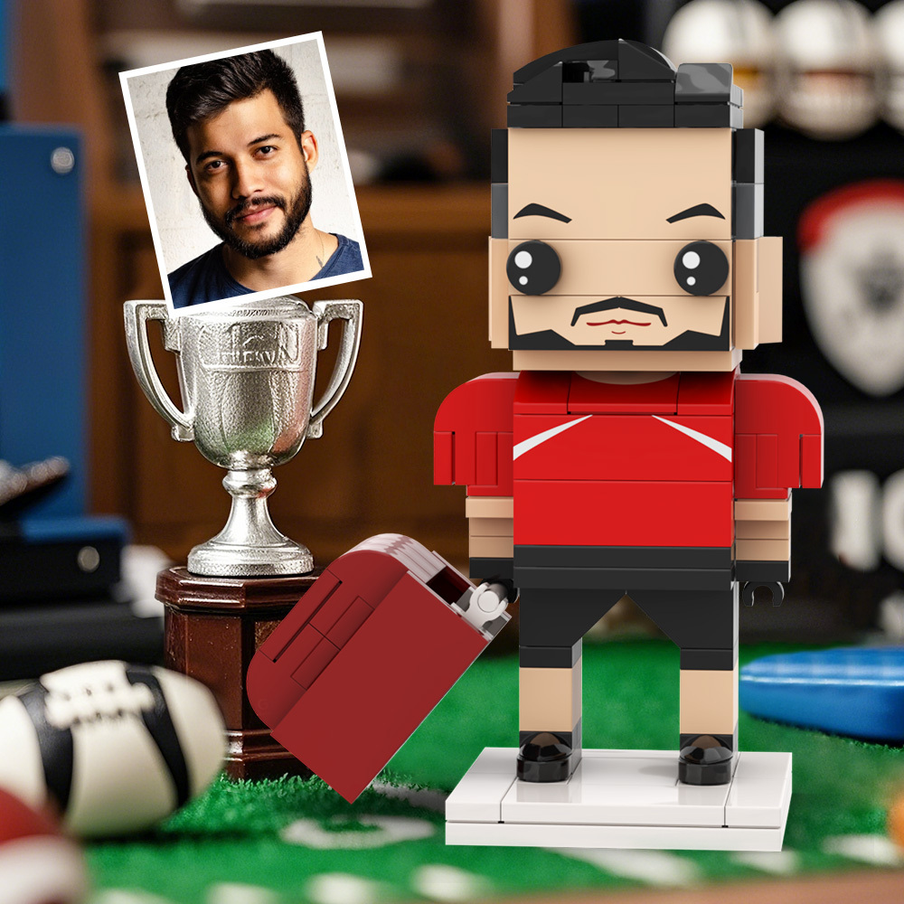 Figura De Ladrillo Con Cabeza De Jugador De Fútbol Personalizada, Regalo Ocupacional - 