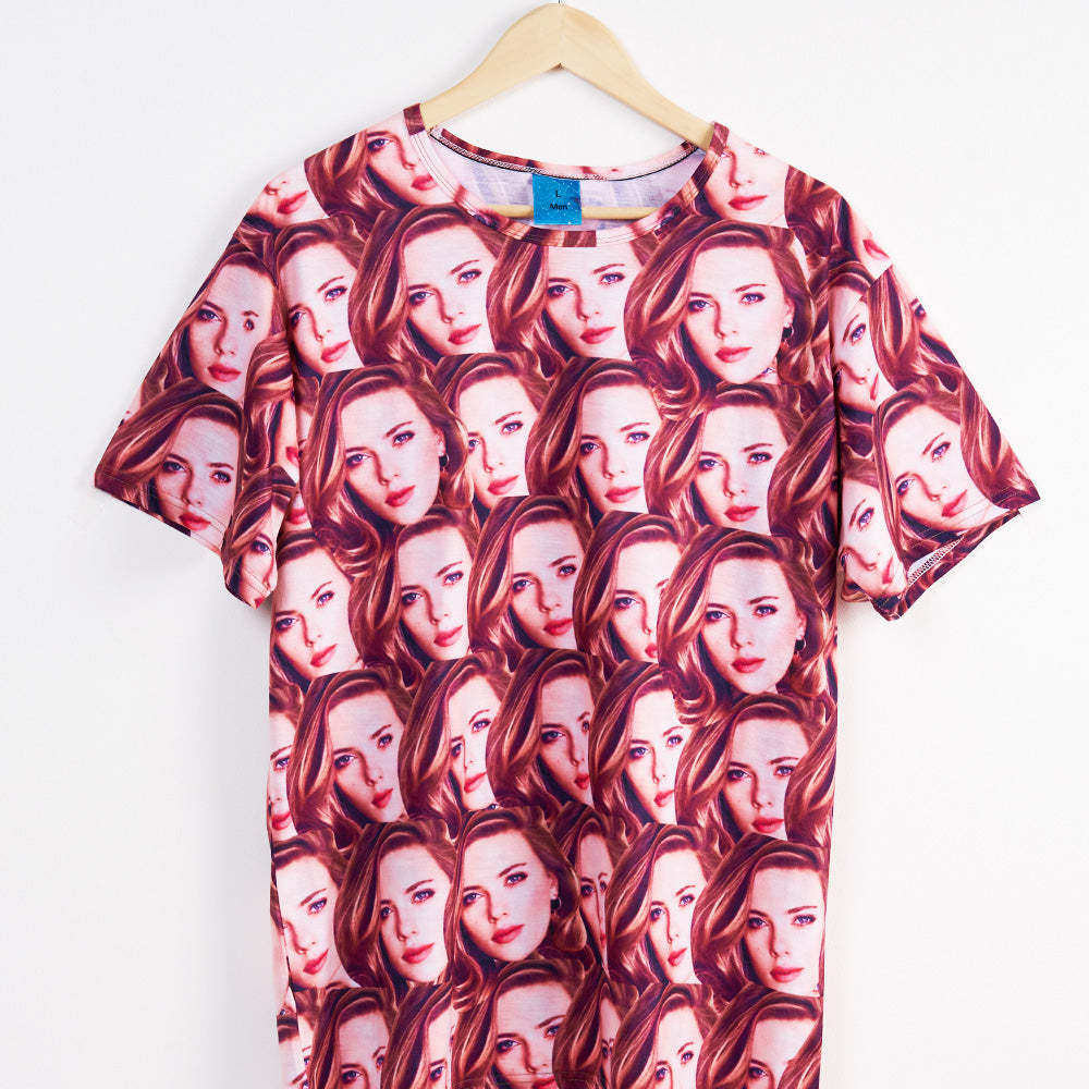 Camiseta Unisex Personalizada Con Estampado Integral Mash Face Para Mujer - 