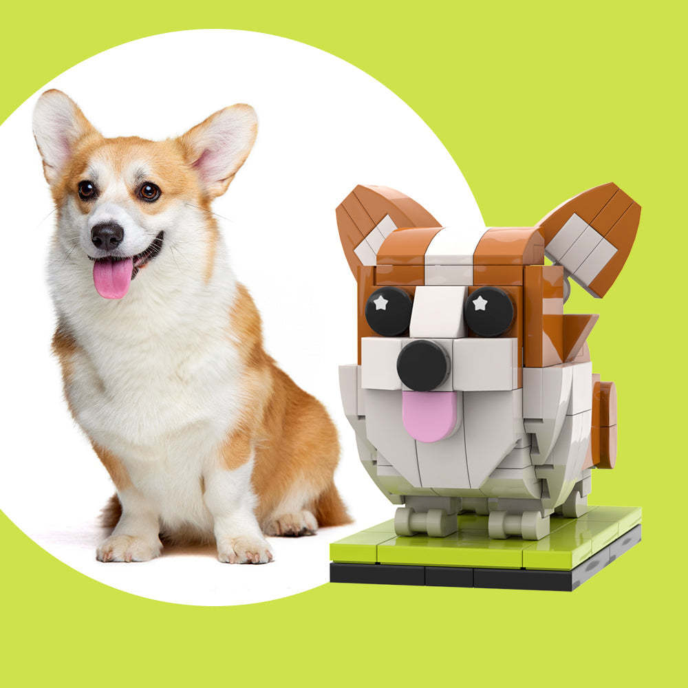 Corgi Personalizable De Cuerpo Completo, 1 Perro, Personalización De Foto, Figuras De Ladrillos, Bloques De Partículas Pequeñas, Figuras De Brick Me, Corgi Personalizado Únicamente - minebrickes