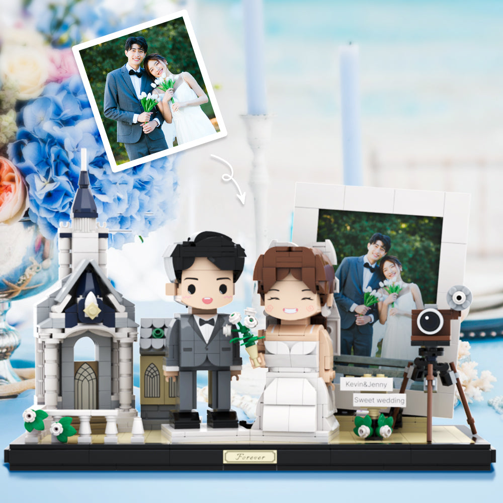 Regalo Del Día De San Valentín Para Parejas, Cara Redonda, Cuerpo Completo, Personalizable, 2 Personas, Figuras De Ladrillo Personalizadas, Boda Para Marido Y Mujer