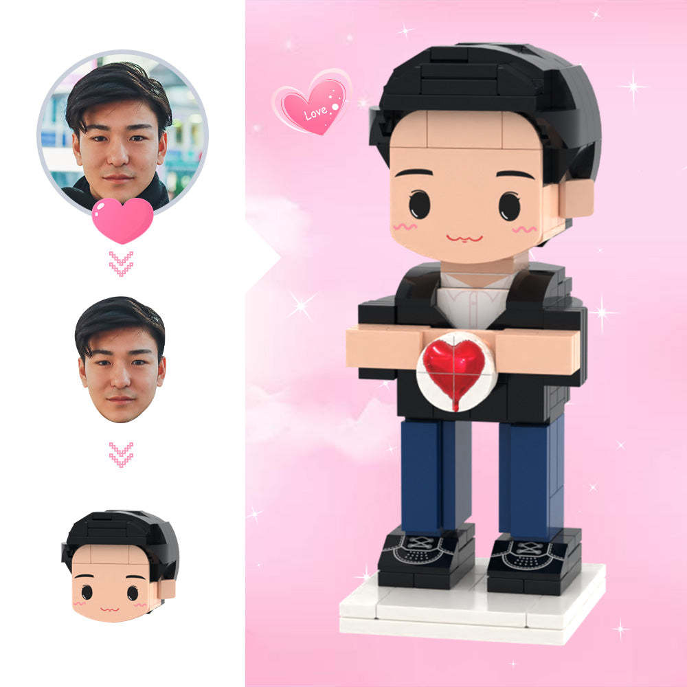 Figuras de ladrillos con cabeza linda personalizadas Hombre muestra figuras de ladrillos de amor Figuras de ladrillos personalizadas de 1 persona 