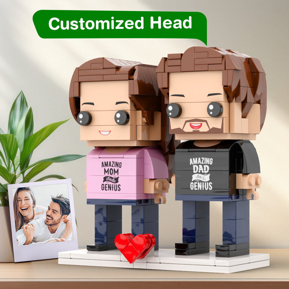 Increíble Regalo De Camisa A Juego Para Mamá Y Papá Figuras De Ladrillo Figuras De Ladrillo Para Parejas Personalizadas Regalo De Bloques De Partículas Pequeños Para Padres En El Día De San Valentín