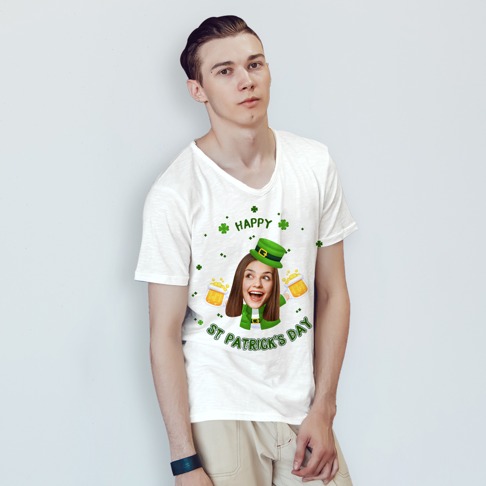 Camiseta Personalizada Con Mi Cara. Feliz Día De San Patricio. Camiseta Para Hombre. - 