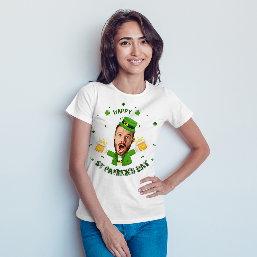 Camiseta Personalizada My Face Happy St. Patrick's Day Mujer Tee - 
