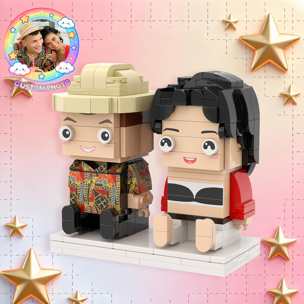 Figuras De Ladrillo Personalizadas De Cuerpo Completo Para 2 Personas, Figuras De Ladrillo Sentadas Personalizadas, Regalos Dulces Para Parejas - 