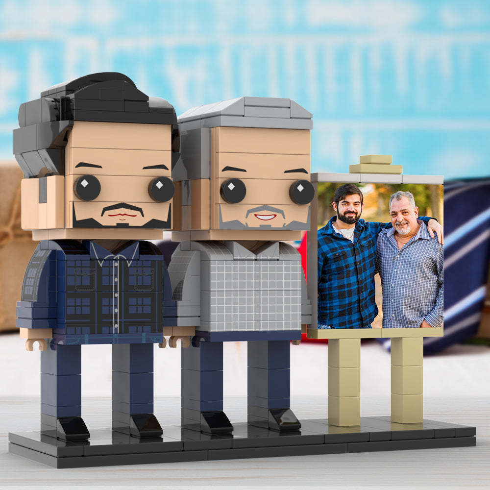 Cuerpo Completo Personalizable 2 Personas Padre E Hijo Marco De Fotos Personalizado Figuras De Ladrillos Personalizados Pequeño Bloque De Partículas Juguete Personalizado Para El Día Del Padre - minebrickes